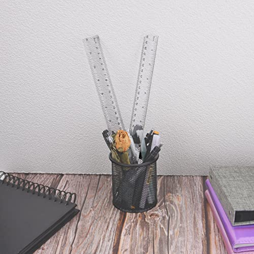 Hapeper 12 Inch Clear Plastic Straight Ruler Measuring Tool for Student School Office (10 Pack)