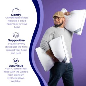 Pillow Fight Knockout Luxury, Adjustable Down Alternative Bed Pillows - Best Cooling Neck Pillow Good for Sleeping Back & Stomach Sleepers (King Size, Set of 2)