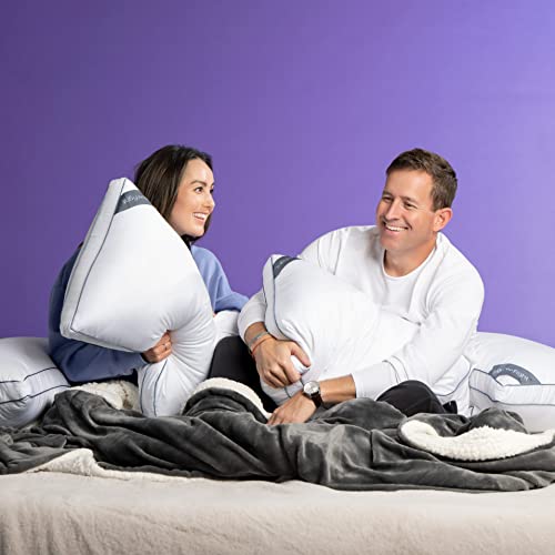 Pillow Fight Knockout Luxury, Adjustable Down Alternative Bed Pillows - Best Cooling Neck Pillow Good for Sleeping Back & Stomach Sleepers (King Size, Set of 2)