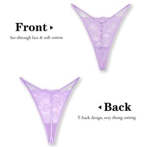 PSEFNAGX 6 Pieces Floral Micro T Back Low Rise Thongs Stretchy Underwear G-String Panties Size XXLarge