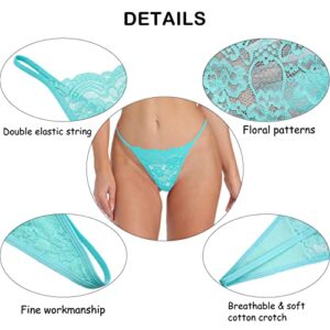 PSEFNAGX 6 Pieces Floral Micro T Back Low Rise Thongs Stretchy Underwear G-String Panties Size XXLarge