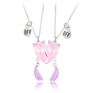 yomlry 2pcs best friend necklace heart pendant bff gifts necklace fox charm friendship jewelry for girls purple