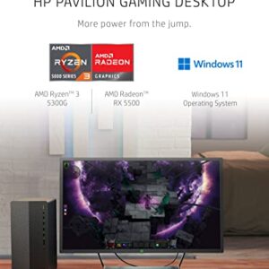 HP Pavilion Gaming Desktop, AMD Radeon RX 5500, AMD Ryzen 3 5300G Processor, 8 GB RAM, 512 GB SSD, Windows 11 Home, 9 USB Ports, Keyboard and Mouse Combo, Pre-Built PC Tower (TG01-2022, 2022)