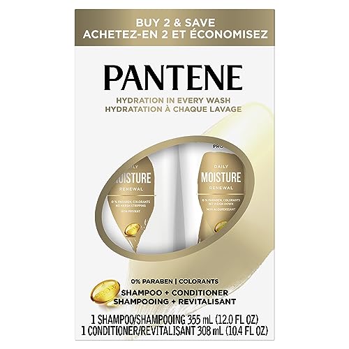 Pantene PRO-V Daily Moisture Renewal Dual Pack Shampoo + Conditioner, 12 oz Shampoo/10.4 oz Conditioner