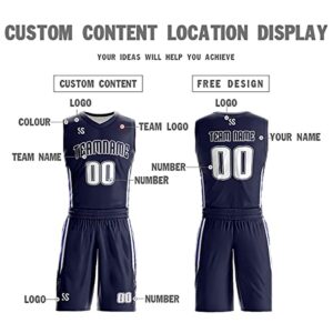 BaiLiLai Personalize Your Own Reversible Basketball Jersey Uniform Custom Name & Number for Men/Women/Youth, Navy & White