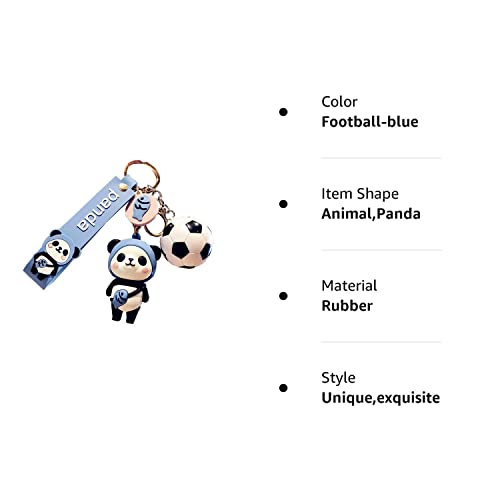 HSYHERE Men Women Boys Girls Rubber Cute PVC Panda Keychain Creative New Year Gift Bag Animal Football blue