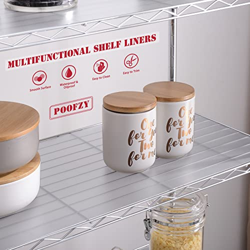 Poofzy Shelf Liners for Wire Shelving, 14 x 36 Inch Shelf Liner for Kitchen Cabinets Non-Adhesive (Rolled 4PK, White)