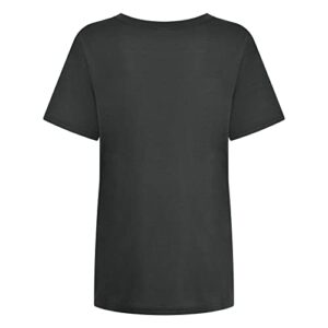 GTEUKTG Summer Y2k Tops for Women, Casual Vintage Skull Short Sleeve T-Shirt, Oversize Loose Crewneck Elastic Black Tees