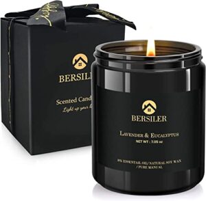 scented candles for men - lavender eucalyptus candles for home scented aromatherapy candles stress relief gift for women/men black jar, graduation gift for women