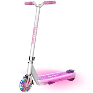 gotrax scout electric scooter for kids ages 4-7, max 3 miles range and 6mph speed, 5" flash front wheel and unique pedal light, ul2272 certified aprroved electric kick scooter for boys girls pink