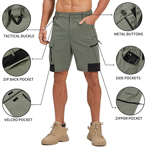 EZRUN Men's Hiking Cargo Shorts Quick Dry Golf Outdoor Work Tactical Shorts with Multi Pocket for Fishing Travel