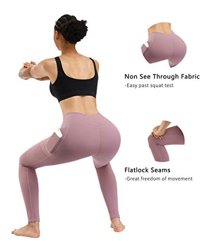 Fengbay 4 Pack High Waist Yoga Pants, Pocket Yoga Pants Tummy Control Workout Leggings 4 Way Stretch Leggings with Pockets