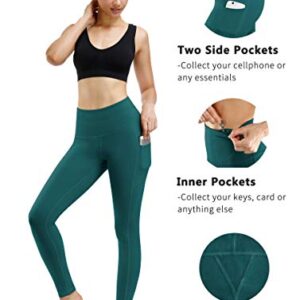 Fengbay 4 Pack High Waist Yoga Pants, Pocket Yoga Pants Tummy Control Workout Leggings 4 Way Stretch Leggings with Pockets