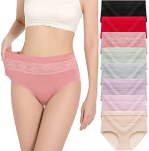 havvis women's briefs underwear cotton high waist tummy control panties rose jacquard ladies panty multipack (brief 05-8 pack - assorted colors, medium)