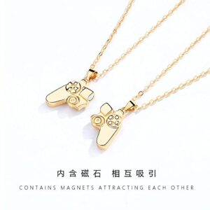 COLORFUL BLING 1 Pair Game Controller Matching Couple Pendant Necklaces Set Game Pad Friendship BFF Best Friends for Him and Her Street Hiphop Jewelry-Gold Silver
