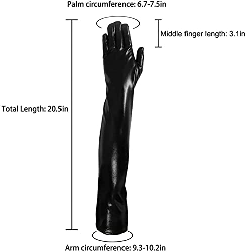 Achsoo Women's Faux Leather Sexy Long Gloves Sexy Wet Look Latex Elbow Length Long Gloves (Black(Patent Leather))