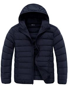 wantdo men's big and tall puffer jacket long-sleeve lightweight down jacket warm winter coat navy 3x-large big