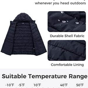 Wantdo Men's Big and Tall Puffer Jacket Long-Sleeve Lightweight Down Jacket Warm Winter Coat Navy 3X-Large Big