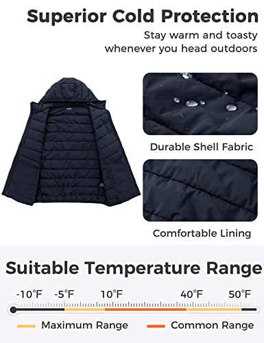 Wantdo Men's Big and Tall Puffer Jacket Long-Sleeve Lightweight Down Jacket Warm Winter Coat Navy 3X-Large Big