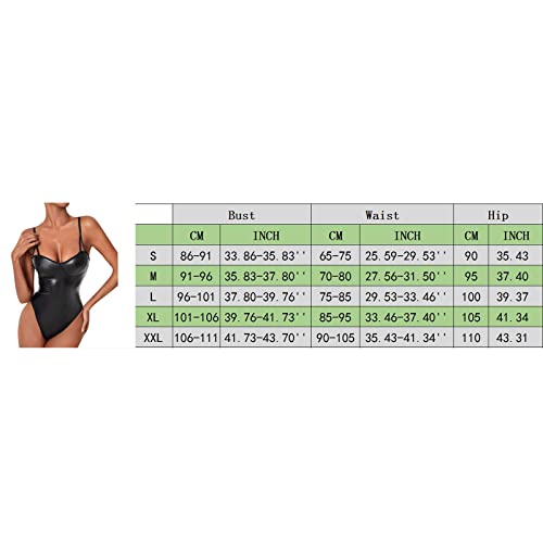 Sexy Latex Lingerie for Women Sexy Wet Look Leather Teddy Lingerie V Neck One Piece High Cut Leotard Bodysuit A Black