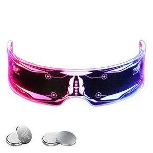 epipgale futuristic led glasses, light up glasses for women, cool neon cyber cyberpunk robot rave chemion glasses luminous goggles cosplay accessories, party favors supplies for men women (thunder)