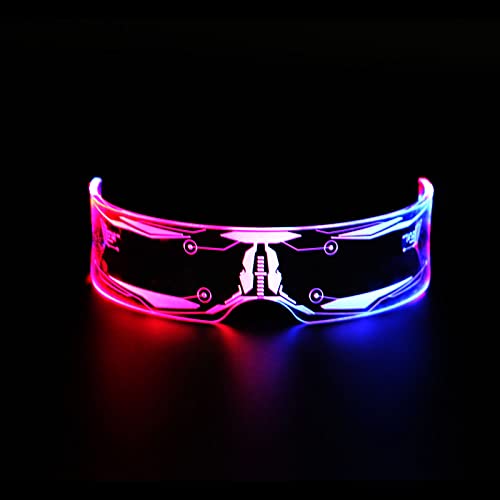 Epipgale Futuristic LED Glasses, Light Up Glasses for Women, Cool Neon Cyber Cyberpunk Robot Rave Chemion Glasses Luminous Goggles Cosplay Accessories, Party Favors Supplies For Men Women (Thunder)