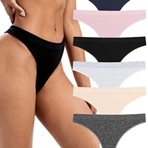 6 Pack Seamless Thongs for Women Thongs for Women Pack Womens Thongs No Show Thongs for Women (Small) Multicolor……