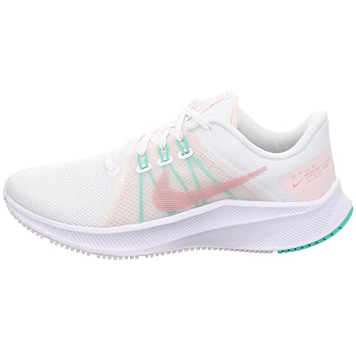 Nike Women's Quest 4 Road Running Shoes, Glaze-Menta, 10 M US, White/Pink/Green