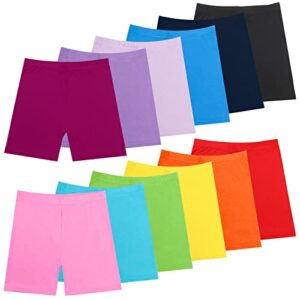 hollhoff 12 pack girls dance shorts 8-10 years, 12 color bike short breathable and safety for playgrounds and gymnastics multi