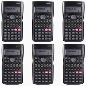 saillong 2-line engineering scientific calculator, black function fractions math calculator for middle, high school, classroom, student and teacher (6 pieces)