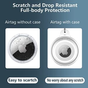 2 Pack IPX8 Waterproof AirTag Keychain Holder Case, Lightweight, Anti-Scratch, Easy Installation,Soft Full-Body Shockproof Air Tag Holder for Luggage,Keys, Dog Collar (Black+Clear)