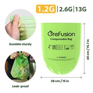 GreFusion Compostable Trash Bags for Kitchen Compost Bin 1.2 Gallon,150 Count,Compost Bags Small for Food Scrap Waste Bags for Countertop Bin Certified by BPI,ASTM D6400 and OK Compost