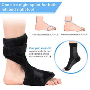 Plantar Fasciitis Foot Splint Compression Socks Kit, Night Foot Support Dorsal Splint, Orthotic Foot Drop Brace Day for Men & Women Achilles Tendinitis, Drop Foot, Heel Spurs, Heel Pain Relief