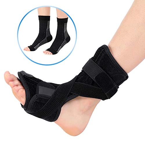 Plantar Fasciitis Foot Splint Compression Socks Kit, Night Foot Support Dorsal Splint, Orthotic Foot Drop Brace Day for Men & Women Achilles Tendinitis, Drop Foot, Heel Spurs, Heel Pain Relief