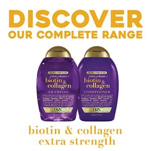 OGX Thick & Full + Biotin & Collagen Extra Strength Volumizing Shampoo & Conditioner with Vitamin B7 & Hydrolyzed Wheat Protein for Fine Hair. Sulfate-Free Surfactants for Fuller Hair, 13 Fl Oz