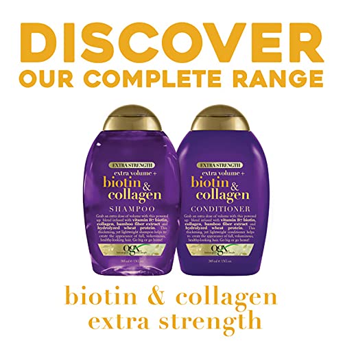 OGX Thick & Full + Biotin & Collagen Extra Strength Volumizing Shampoo & Conditioner with Vitamin B7 & Hydrolyzed Wheat Protein for Fine Hair. Sulfate-Free Surfactants for Fuller Hair, 13 Fl Oz