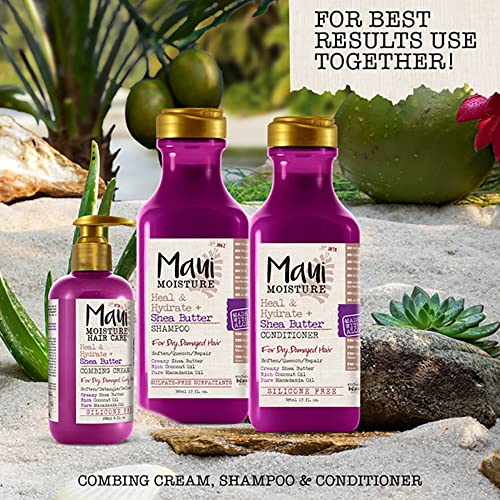 Maui Moisture Heal & Hydrate + Shea Butter Shampoo + Conditioner to Repair & Deeply Moisturize Tight Curly Hair with Coconut & Macademia Oils, Vegan, Silicone, Paraben & Sulfate-Free, 13 Fl Oz