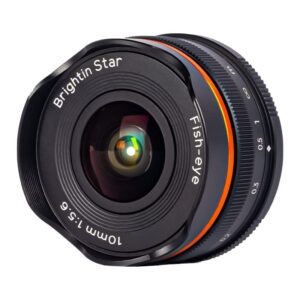 brightin star 10mm f5.6 fisheye manual focus prime lens for canon eos-m mount mirrorless cameras, aps-c ultra-wide angle fixed lens, fit for m6, m50, m5, m3, m200, m10, m100, m, m2 (black)