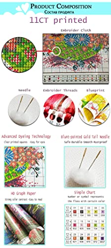 Joy Sunday Cross Stitch Kits Stamped Full Range of Embroidery Starter Kits for Beginners DIY 14CT 2 Strands -Wolf(Printed) 18.5×21.7 inch