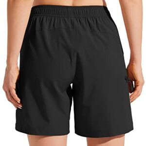 Willit Women's Shorts Hiking Cargo Shorts Quick Dry Golf Active Athletic Shorts 7" Lightweight Summer Shorts with Pockets Black L