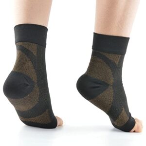 SVDpirit Compression Foot Sleeves for Men & Women(1 Pair) BEST Plantar Fasciitis Socks for Plantar Fasciitis Pain Relief, Heel Pain, and Treatment for Everyday Use with Arch Support,Holds Shape & Better Than a Night Splint HJL004C (Large, Coppery)