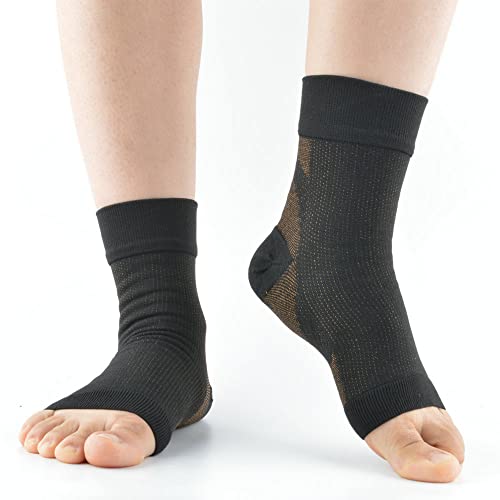 SVDpirit Compression Foot Sleeves for Men & Women(1 Pair) BEST Plantar Fasciitis Socks for Plantar Fasciitis Pain Relief, Heel Pain, and Treatment for Everyday Use with Arch Support,Holds Shape & Better Than a Night Splint HJL004C (Large, Coppery)