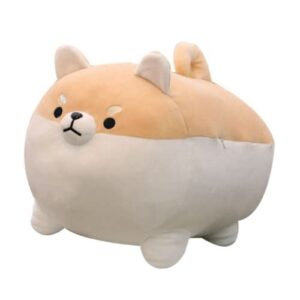 afan 15.7“ kawaii shiba inu dog plush pillow corgi stuffed animal toy doll gifts for valentine, plush toy gifts for boys girls (brown)
