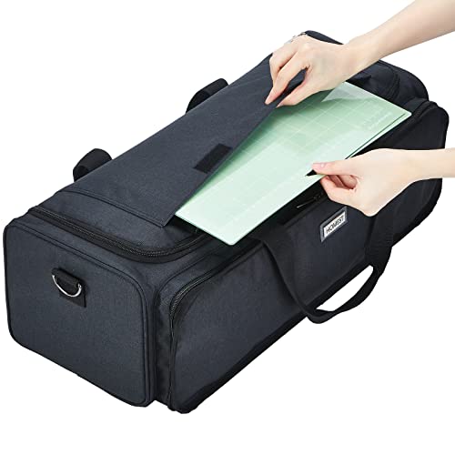 HOMEST Carrying Case for Cricut Explore Air 2/Cricut Maker/Maker 3, Carrier with Multi pockets for 12x12 Mats, Vinyl Rolls, Pens, other tools Accessories, Black (Patent Design)