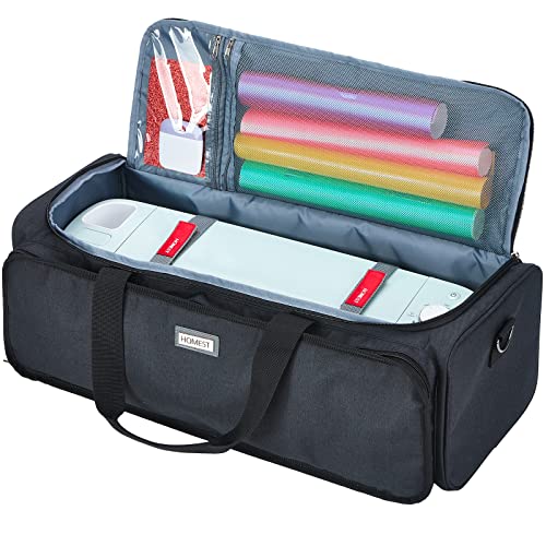 HOMEST Carrying Case for Cricut Explore Air 2/Cricut Maker/Maker 3, Carrier with Multi pockets for 12x12 Mats, Vinyl Rolls, Pens, other tools Accessories, Black (Patent Design)