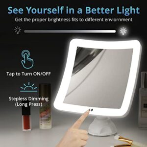 Fabuday 20X Magnifying Mirror with LED Light, Upgraded Lighted Makeup Mirror with Magnification, Portable Magnified Travel Mirror for Bathroom, Square