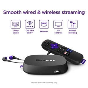 Roku Ultra LT (2023) HD/4K/HDR Dolby Vision Quad-Core Streaming Player with HDMI Cable, Headphones, Voice Remote w/ Private Listening, Ethernet