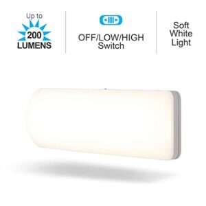 GE Ultrabrite LED Light Bar, 200 Lumens, High/Low/Off Switch, Plug-in, Night Light, Ideal for Dark Spaces, Bedroom, Bathroom, Kitchen, Hallway, Garage, Basement White, 52261, 2 Pack