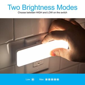 GE Ultrabrite LED Light Bar, 200 Lumens, High/Low/Off Switch, Plug-in, Night Light, Ideal for Dark Spaces, Bedroom, Bathroom, Kitchen, Hallway, Garage, Basement White, 52261, 2 Pack