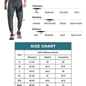 Libin Men's Lightweight Joggers Quick Dry Cargo Hiking Pants Track Running Workout Athletic Travel Golf Casual Outdoor Pants, Black L